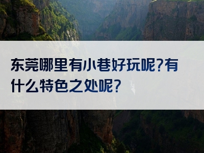 东莞哪里有小巷好玩呢？有什么特色之处呢？