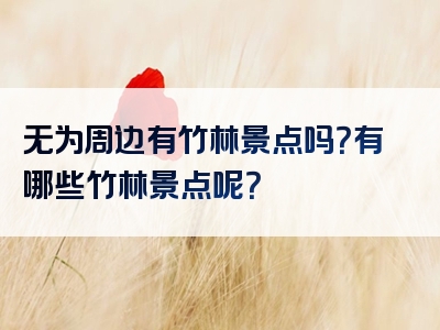 无为周边有竹林景点吗？有哪些竹林景点呢？