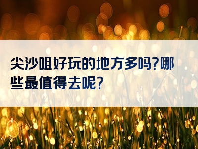尖沙咀好玩的地方多吗？哪些最值得去呢？