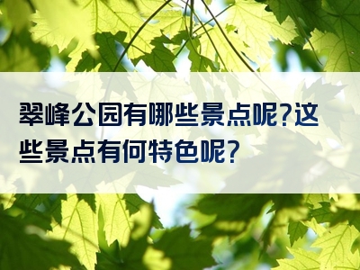 翠峰公园有哪些景点呢？这些景点有何特色呢？