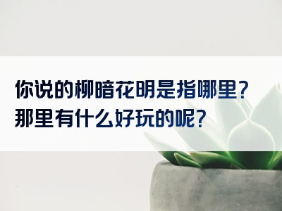 你说的柳暗花明是指哪里？那里有什么好玩的呢？