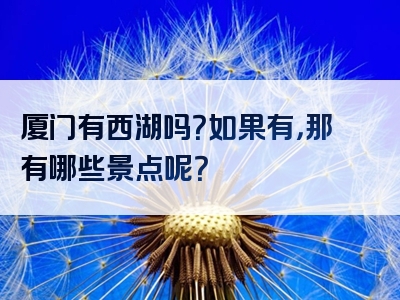 厦门有西湖吗？如果有，那有哪些景点呢？