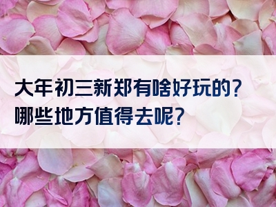 大年初三新郑有啥好玩的？哪些地方值得去呢？
