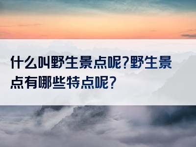 什么叫野生景点呢？野生景点有哪些特点呢？