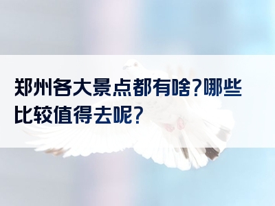 郑州各大景点都有啥？哪些比较值得去呢？
