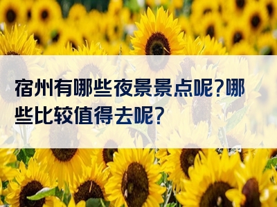 宿州有哪些夜景景点呢？哪些比较值得去呢？