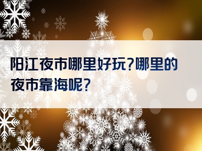 阳江夜市哪里好玩？哪里的夜市靠海呢？