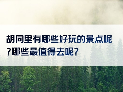 胡同里有哪些好玩的景点呢？哪些最值得去呢？
