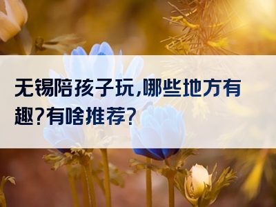 无锡陪孩子玩，哪些地方有趣？有啥推荐？