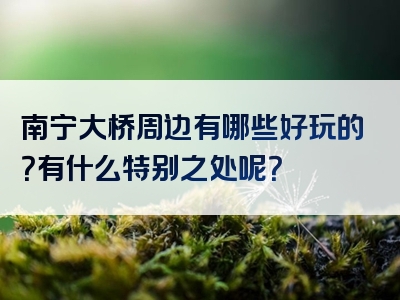 南宁大桥周边有哪些好玩的？有什么特别之处呢？