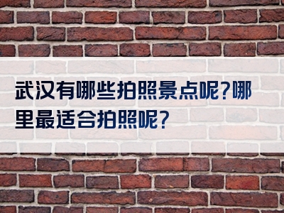 武汉有哪些拍照景点呢？哪里最适合拍照呢？