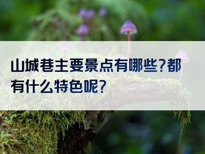 山城巷主要景点有哪些？都有什么特色呢？