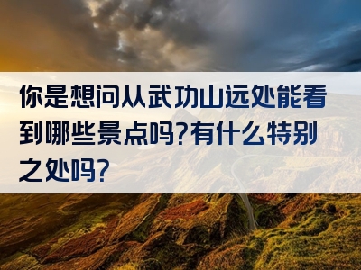 你是想问从武功山远处能看到哪些景点吗？有什么特别之处吗？