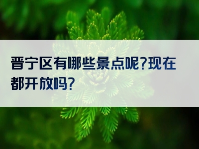 晋宁区有哪些景点呢？现在都开放吗？
