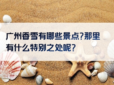 广州香雪有哪些景点？那里有什么特别之处呢？