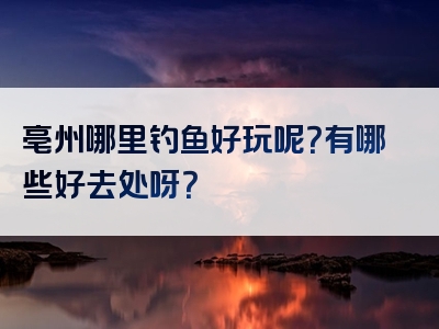 亳州哪里钓鱼好玩呢？有哪些好去处呀？
