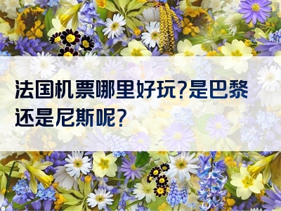 法国机票哪里好玩？是巴黎还是尼斯呢？