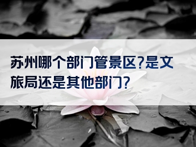 苏州哪个部门管景区？是文旅局还是其他部门？