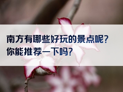 南方有哪些好玩的景点呢？你能推荐一下吗？