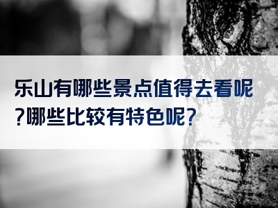 乐山有哪些景点值得去看呢？哪些比较有特色呢？
