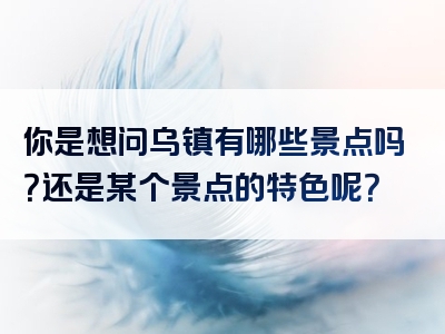 你是想问乌镇有哪些景点吗？还是某个景点的特色呢？