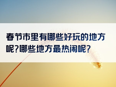 春节市里有哪些好玩的地方呢？哪些地方最热闹呢？