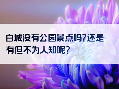 白城没有公园景点吗？还是有但不为人知呢？