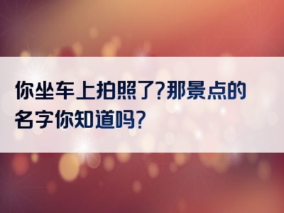 你坐车上拍照了？那景点的名字你知道吗？