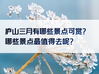 庐山三月有哪些景点可赏？哪些景点最值得去呢？