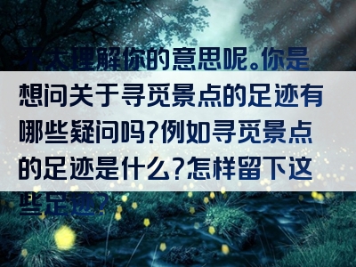 不太理解你的意思呢。你是想问关于寻觅景点的足迹有哪些疑问吗？例如寻觅景点的足迹是什么？怎样留下这些足迹？