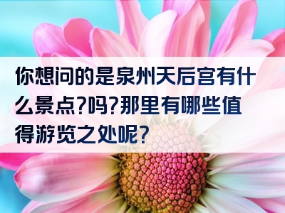 你想问的是泉州天后宫有什么景点？吗？那里有哪些值得游览之处呢？