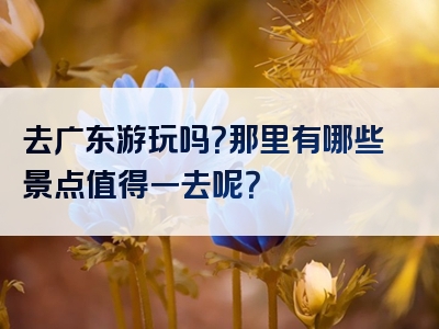 去广东游玩吗？那里有哪些景点值得一去呢？