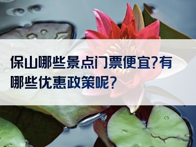 保山哪些景点门票便宜？有哪些优惠政策呢？