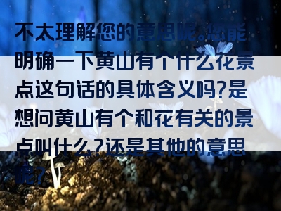 不太理解您的意思呢。您能明确一下黄山有个什么花景点这句话的具体含义吗？是想问黄山有个和花有关的景点叫什么？还是其他的意思呢？
