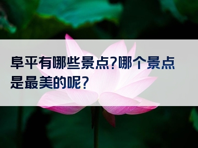 阜平有哪些景点？哪个景点是最美的呢？