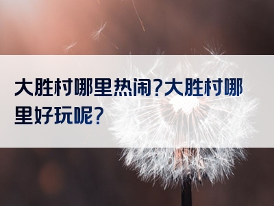 大胜村哪里热闹？大胜村哪里好玩呢？