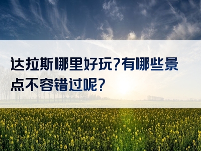 达拉斯哪里好玩？有哪些景点不容错过呢？
