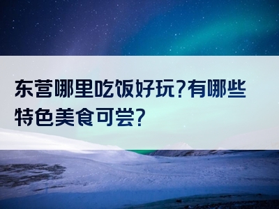 东营哪里吃饭好玩？有哪些特色美食可尝？