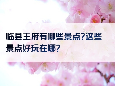 临县王府有哪些景点？这些景点好玩在哪？
