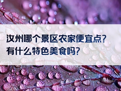 汝州哪个景区农家便宜点？有什么特色美食吗？