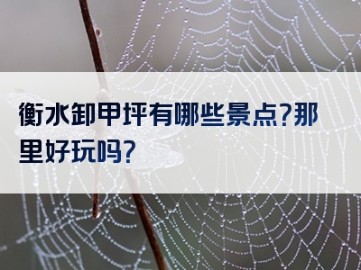 衡水卸甲坪有哪些景点？那里好玩吗？