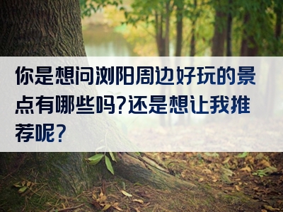 你是想问浏阳周边好玩的景点有哪些吗？还是想让我推荐呢？