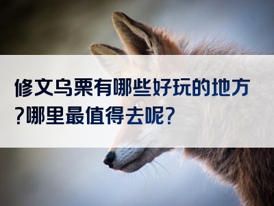 修文乌栗有哪些好玩的地方？哪里最值得去呢？