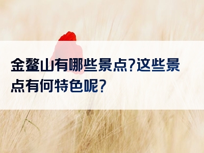 金鳌山有哪些景点？这些景点有何特色呢？