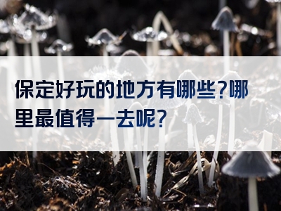 保定好玩的地方有哪些？哪里最值得一去呢？