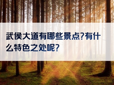 武侯大道有哪些景点？有什么特色之处呢？