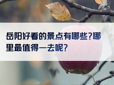 岳阳好看的景点有哪些？哪里最值得一去呢？
