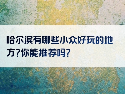 哈尔滨有哪些小众好玩的地方？你能推荐吗？
