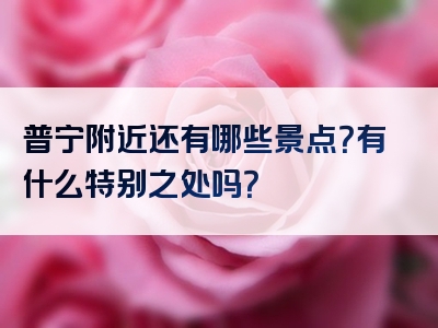 普宁附近还有哪些景点？有什么特别之处吗？