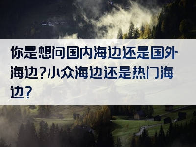 你是想问国内海边还是国外海边？小众海边还是热门海边？